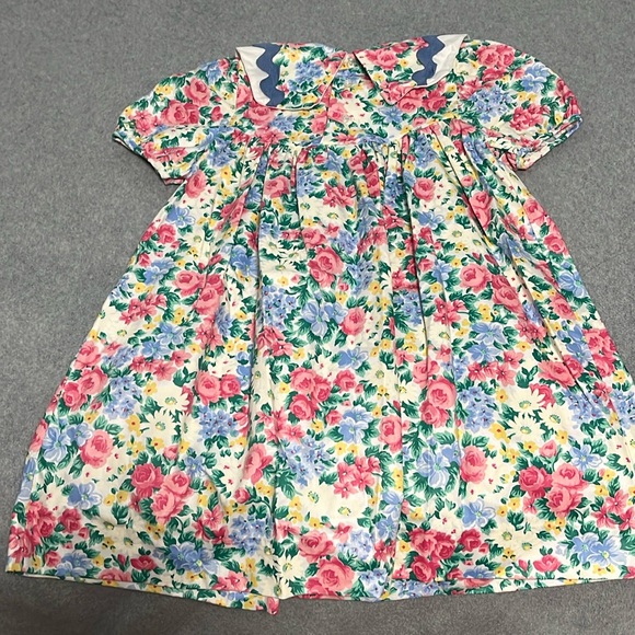 Vintage Rare Editions Floral Dress Size 6X Bib Collar Cottage Easter Shabby - Picture 6 of 9